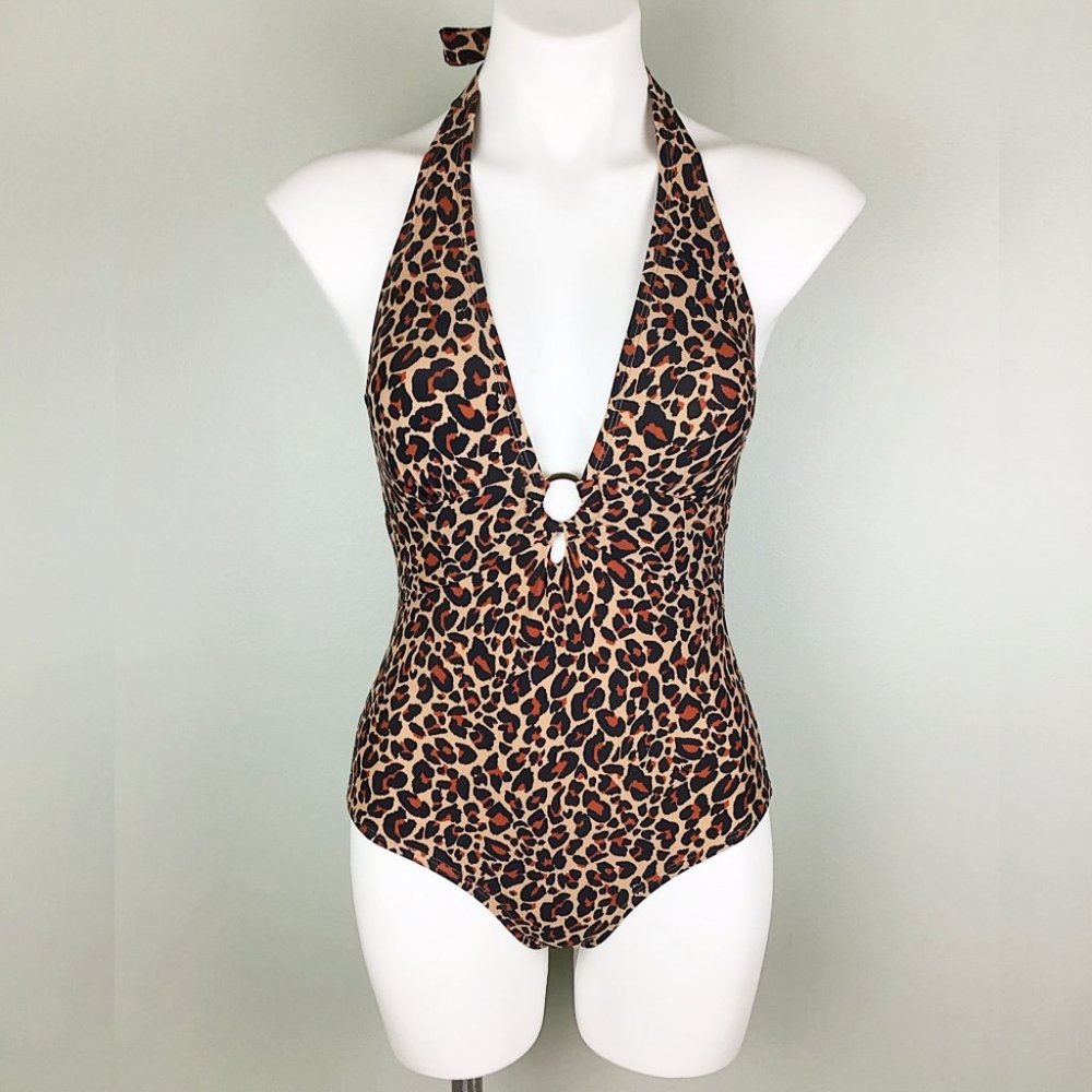 Kona Sol Leopard Gold Ring One Piece Swimsuit - Picture 6 of 13